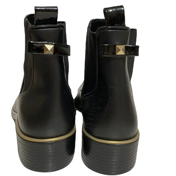 Kate Spade Sedgwick Black Rubber Rain Ankle Boots Size 9 - Picture 8 of 16